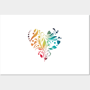 Rainbow heart flower Posters and Art